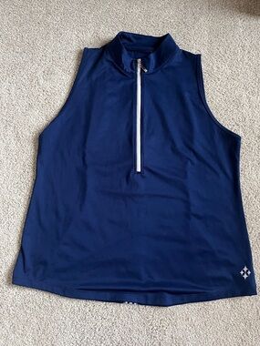 Jofit Navy Blue Sleeveless Zip-Front Golf Polo